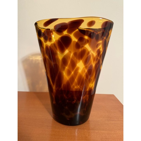 Unknown Accents Vintage Hand Blown Tortoise Shell Glass Vase Poshmark